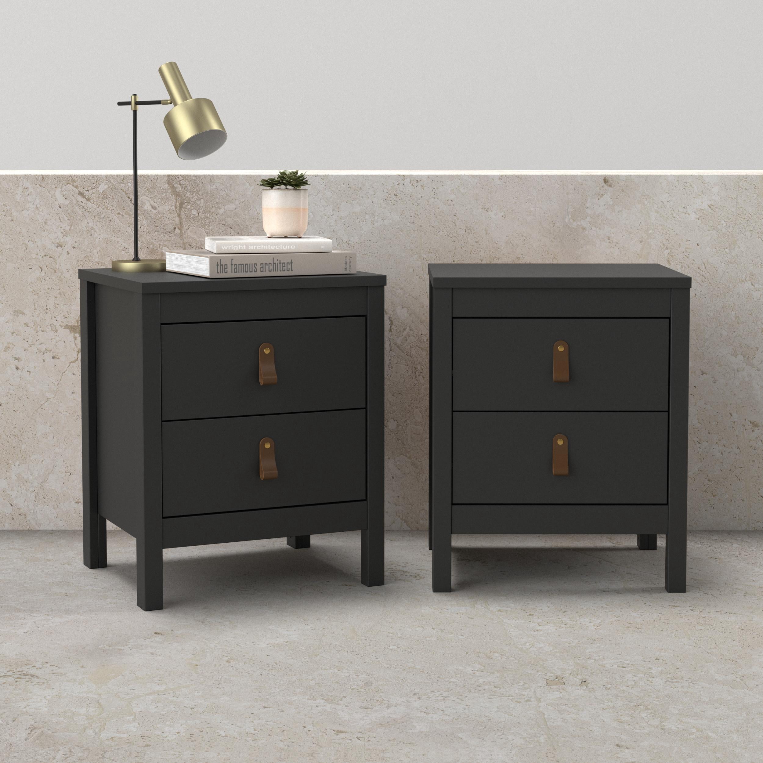 Tvilum Madrid 2 Drawer Matte Black Nightstand - Set of 2