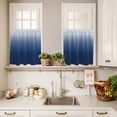 thumbnail image 4 of Kitchen Window Curtains Valance and Tier Set, Navy Blue Gradient Ombre Rod Pocket Tier Curtain Valance Set, Minimalist Art Light Filtering Cafe Curtains for Bedroom Living Room, 4 of 9