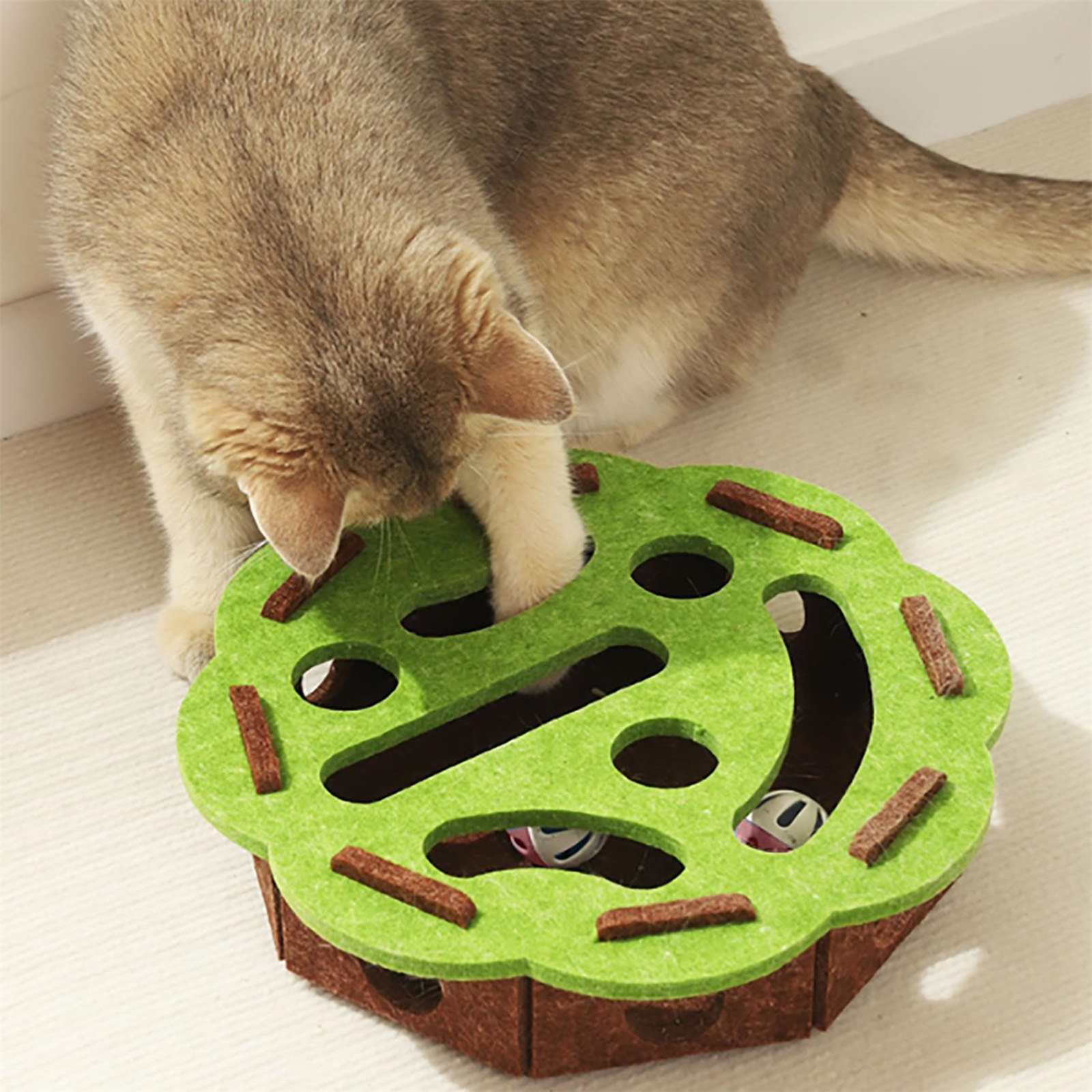 Interactive Cat Puzzle Toy Stimulating Mental Enrichment Game For Indoor Maze With And Pet Toys,Green A,3PCS