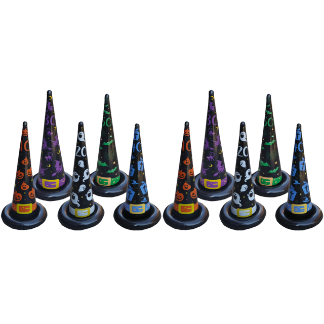 Juegos Halloween Sombrero Bruja Inflable Juego Lanzamiento Anillos para Adultos Familiares