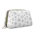 thumbnail image 2 of Easygdp Snowflake Minimalist Leather Makeup Bag Zipper Pouch Travel Cosmetic Organizer for Women and Girls, Make up Bag with Zipper, 2 of 8