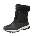 thumbnail image 7 of Hiking Snow Boots for Women Waterproof High Top Lace up Thickened Warm Plush Lace up Winter Outdoor Antislip Mid Calf Booties Black Size 7.5, 7 of 7