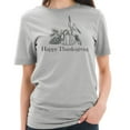 thumbnail image 3 of Big Size Happy Thanksgiving Drawing Graphic Design Unisex Ring Spun Combed Cotton Short Sleeve Deluxe Jersey T-Shirt - Heather Grey XL, 3 of 4