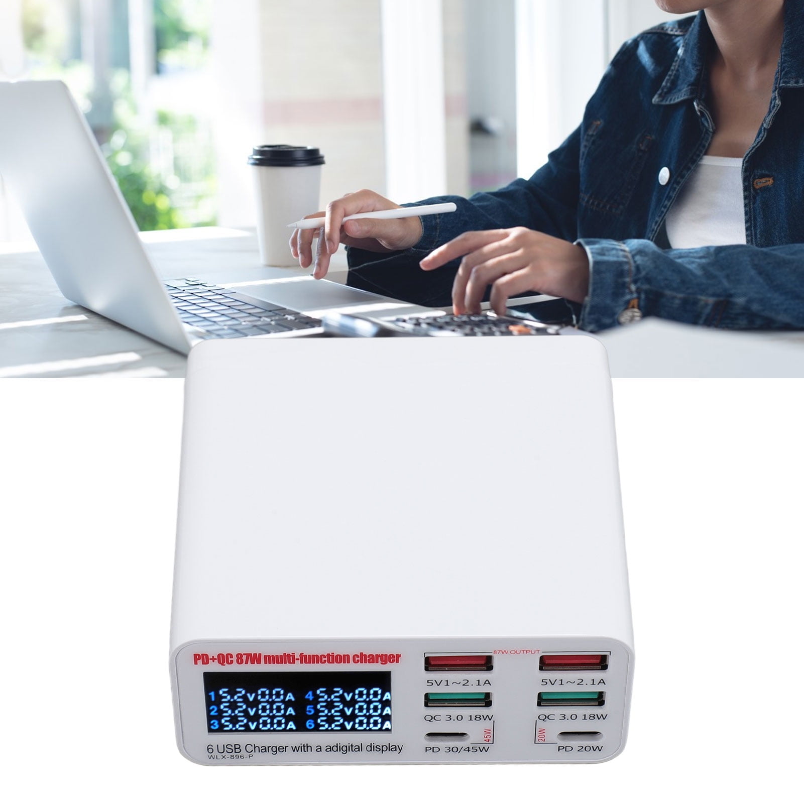 Charge Murale Ultra-rapide LVSUN 87W – 3 USB-A + 1 USB-C PD 3.0, Noir