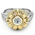 thumbnail image 1 of Anillos para mujer, regalos para mujer, exquisito anillo floral de dos tonos para mujer, joya de girasol redonda, anillos de circonita, 1 of 4