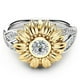thumbnail image 1 of Fiudx Exquisito Anillo Floral de Dos Tonos para Mujer con Joya de Girasol Redondo, 1 of 4