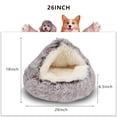 thumbnail image 2 of Cama redonda para gatos ShinHye, de felpa, esponjosa, con capucha, cueva, impermeable, 2 of 8