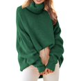 thumbnail image 1 of Women's Oversized Turtleneck Sweater Long Batwing Sleeve Ribbed Knit Pullover Fall Winter Fashion Plus Size Tunic Top, 1 of 3