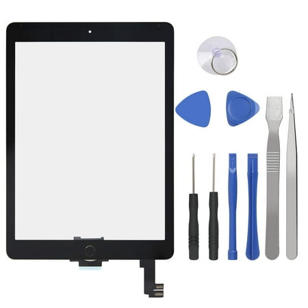 HDE Screen replacement kit for Ipad Air 2 A1566 A1567 with Repair Tools, home button and touch sensetivity