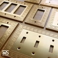 thumbnail image 4 of Rio Salto Laurel Collection Double Rocker Gold Light Switch Cover Plate  Medium 5" x 5" Brushed Brass Metal Wall Plate, Luxury Decorative 2-Gang Switch Plate Premium Heavy-Gauge Wall Plates, 4 of 9