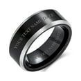 thumbnail image 3 of Bling Jewelry Mens Simple Black Titanium Wedding Band Ring Silver Two-Tone Beveled Edge Comfort Fit, 3 of 4