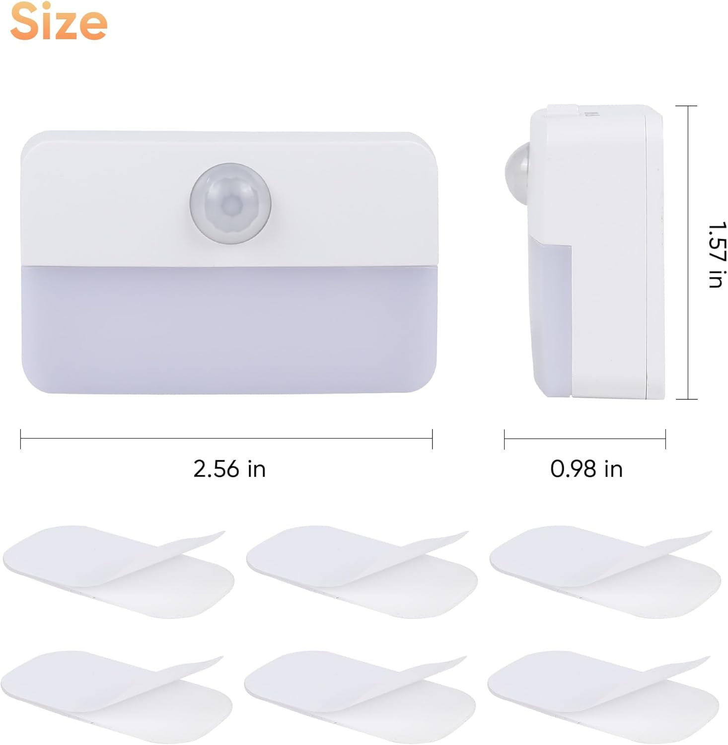 6 Pack Motion Sensor Night Light for Indoor:Battery Operated Stair Lights LED 3000k Step Lights - Motion Sensor Lamp for Cabinet Closet Hallway Bedroom Stairs (Battery Powered)