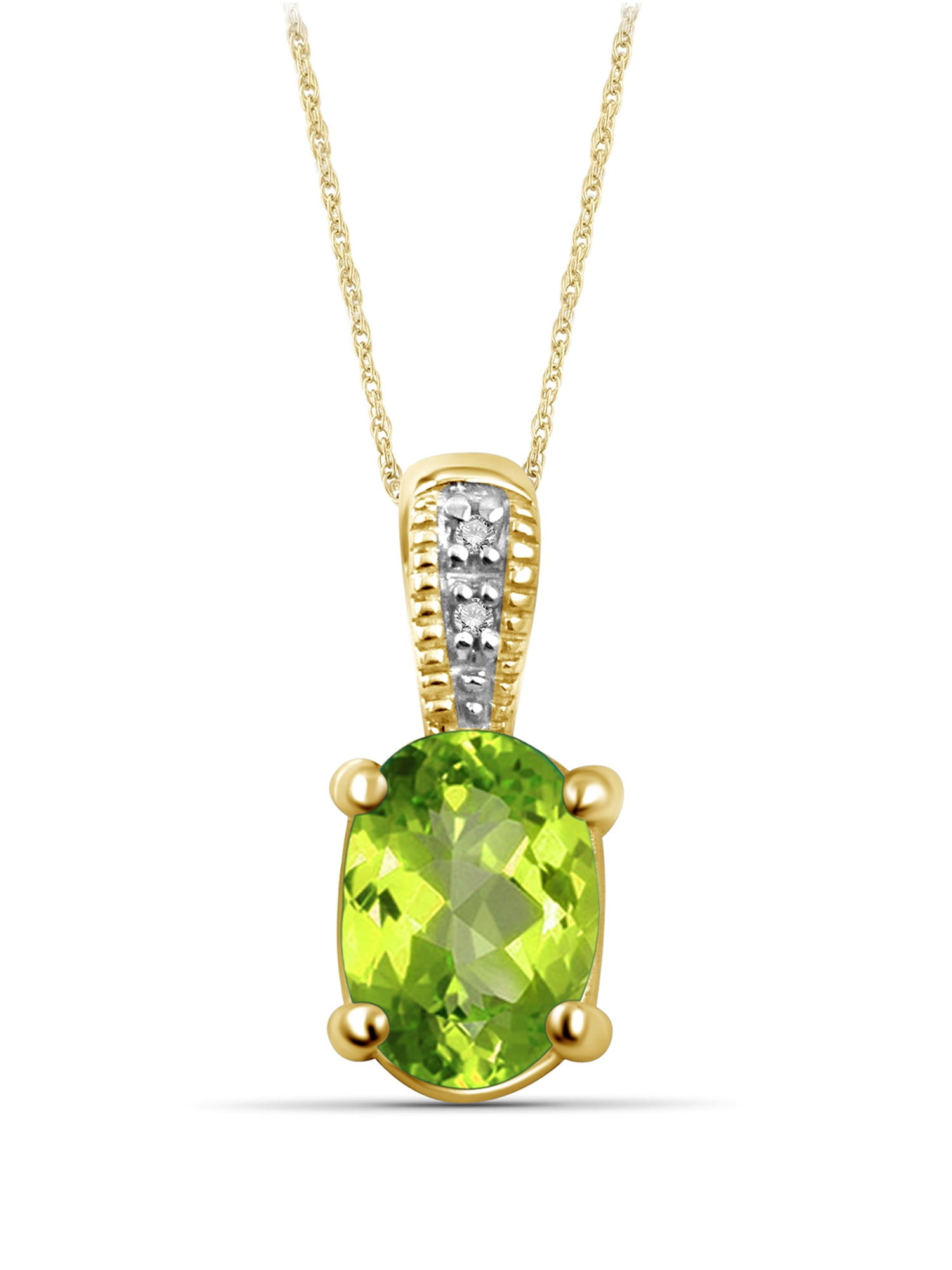 Gem Stone King Round Green Peridot and Simulated Peridot 18K Yellow Gold Plated Silver Pendant 0.32 cttw