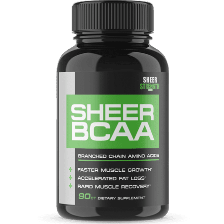 Sheer Strength Labs BCAA Capsules - Extra Strength 1,950mg Branched Chain Amino Acids Muscle Building Post Workout Supplement, 90 Easy-Swallow Veggie Caps, 30 Day (Best Supplements To Build Muscle For Skinny Guys)