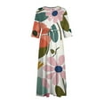 thumbnail image 3 of UTSJKR Women's Plus Size Maxi Dress 3/4 Sleeve Sundress 2024 Fashion Floral Print Button Down Lapel Neck Dress Tie Waist Pleated Loose Fit Flowy Casual Dress Multicolor S, 3 of 5