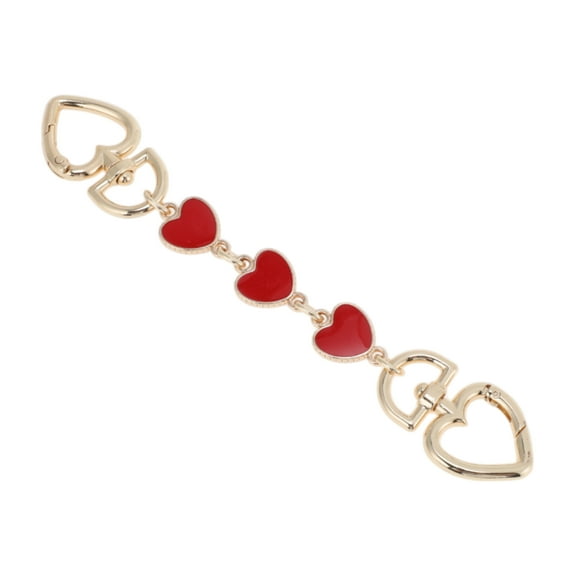 Unique Bargains 1 Pc Durable Heart Bag Extender Chain Light Gold Tone Red Zinc Alloy