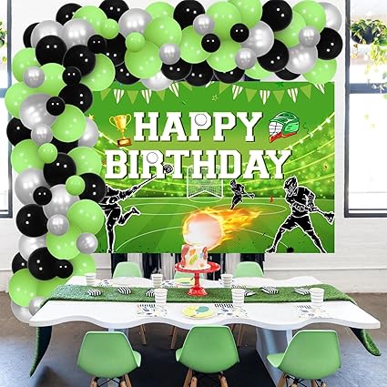 Lacrosse Birthday Party Decorations Boys, Lacrosse Birthday Party Backdrop Banner Green Black Silver Balloon Arch Kit,Lacrosse Photo Background for Sports Theme Party 1 Year Old Birthday