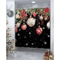 thumbnail image 4 of Black Christmas Balls Shower Curtain, Xmas Poinsettia Botanical Waterproof Washable Boho Funny Cute Shower Curtains Set for Bathroom Farmhouse Bathtubs Decor with Hook, 48"Wx72"L, 4 of 7