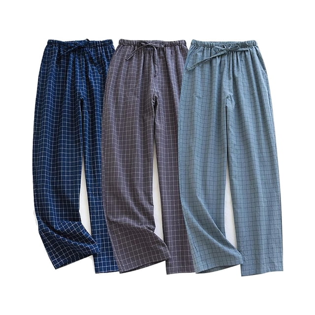 Pantalones de pijama para hombre Pantalones de pijama de algodón Pantalones de pijama ligeros Pantalones de punto con bolsillo