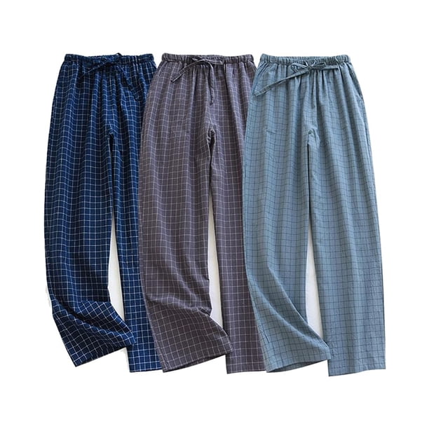 Pantalones de pijama para hombre Pantalones de pijama de algodón Pantalones de pijama ligeros Pantalones de punto con bolsillo