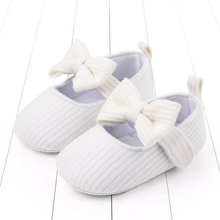 

FFENYAN Summer New Baby Girl Knit Fabric Shoes with Adorable Bowknot Design - Lightweight and Breathable Slip-On Flats for Infants and Toddlers Perfect for Playtime for 6-12 Months
