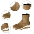 thumbnail image 5 of Rokment Womens Platform Wedge Mid Calf Boots with Side Zipper Stylish Casual Suede Mid Heel Walking Work Short Booties Fall Winter Brown Size 8, 5 of 7