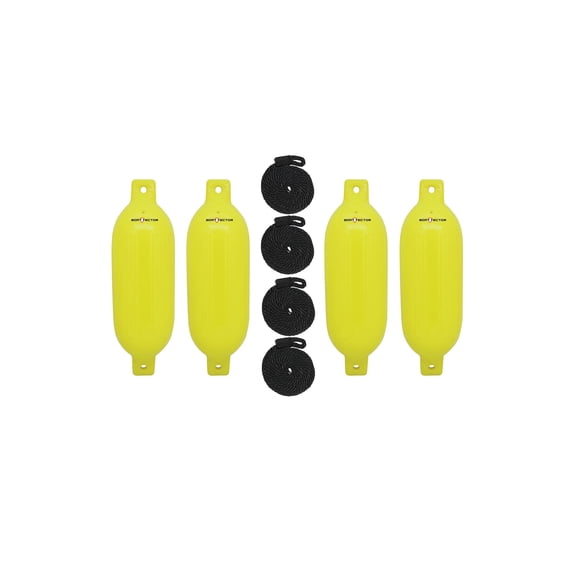 Extreme Max 3006.7644 BoatTector Inflatable Fender Value 4-Pack - 6.5" x 22", Neon Yellow