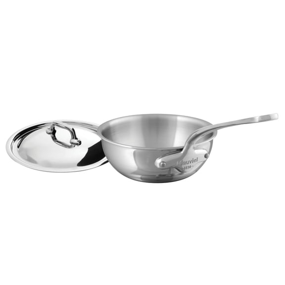 Mauviel M'cook Stainless Steel 6.3 Inch Curved Splayed Saute Pan with Lid