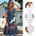 thumbnail image 6 of Garronmavis Moon Crane Couples' Outfits Husban and Wife Clothing Womens Short Sleeve Dress Flowy Beach Party Dresses Size 2XL and Mens Button Down Shirt, 6 of 7