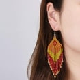 thumbnail image 4 of Long Bead Tassel Earrings - Boho Colored beads Handmade bead Tassel earrings - Style:Style2;, 4 of 5