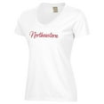 thumbnail image 2 of Women's  White Northeastern Huskies Script Logo Comfort Wash V-Neck T-Shirt, 2 of 3
