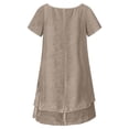 thumbnail image 4 of Afdoent Women's Dresses Everyday Casual Dress Loose Fit Short Sleeve Solid Color Layered Neck Midi Dress For Comfort Travel Outfits, 4 of 6