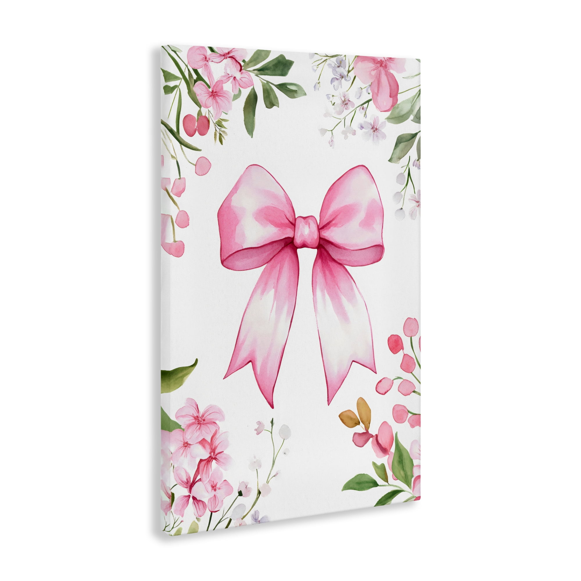 Stupell Industries Whimsical Floral Bow Pink Canvas Wall Art, design by Creative Studio