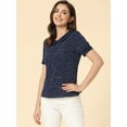 thumbnail image 3 of DARING DIVA Women's Peter Pan Collar Polka Dots Short Sleeve Tops M Navy Blue, 3 of 6