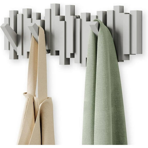Sticks Wall-Mounted Coat Rack Rail Hook with 5 Retractable Pegs – Modern, Space-Saving Storage Organizer
