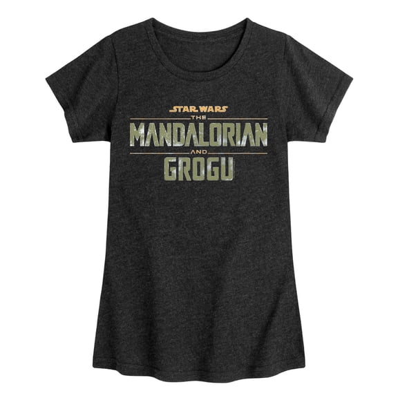 Star Wars - The Mandalorian and Grogu Logo Fitted Short Sleeve Graphic T-Shirt