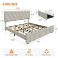thumbnail image 2 of Gaderth King Size Bed Frame With Storage Drawers,Upholstered Platform Bed Frame King With Mattress Foundation With Wooden Slats Support,No Box Spring Needed, 2 of 7