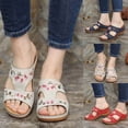 thumbnail image 6 of Xfvqtps Sandals for Womens Slip on Flower Embroidery Open Toe Arch Support Low Wedge Heels Thick Bottom Soft Sole Non Slip Comfortable Breathable Beach Summer Walking Casual Shoes Blue, 6 of 6