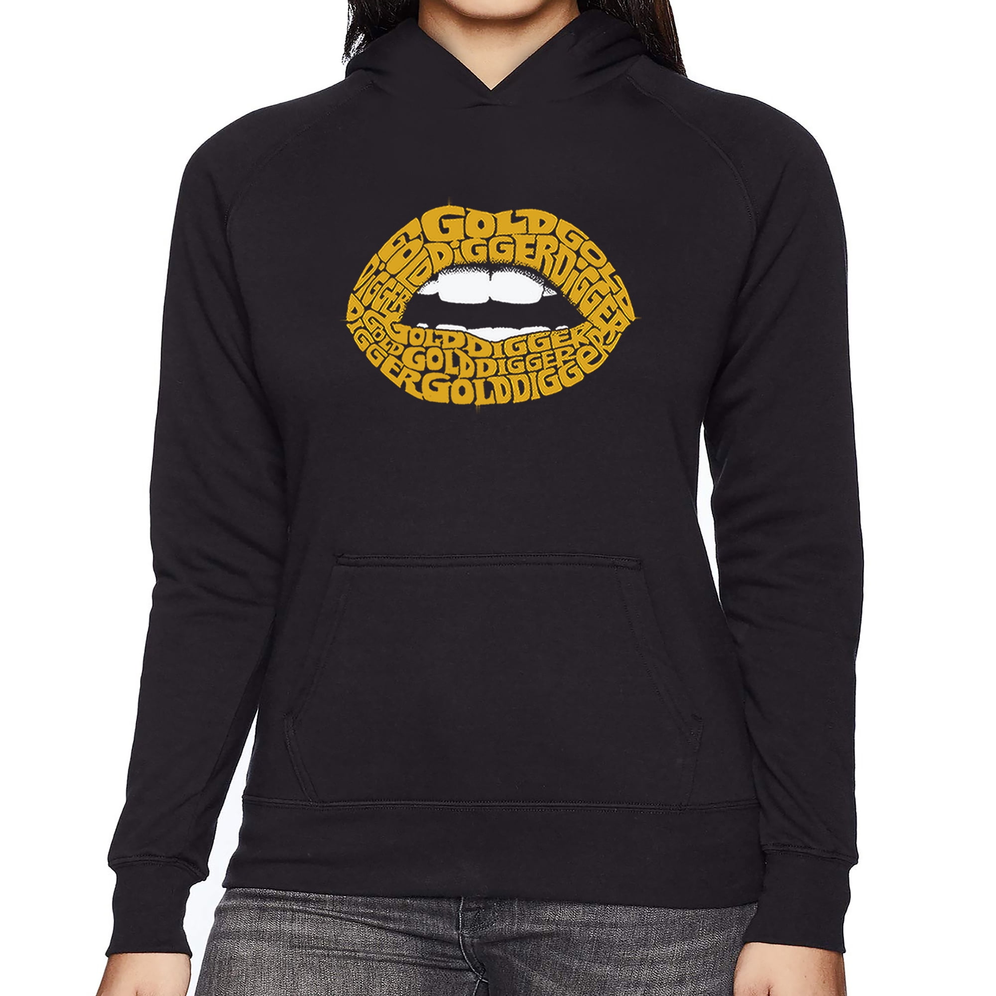 LA Pop Art Women's Word Art Hooded Sweatshirt -Gold Digger Lips -  Walmart.com