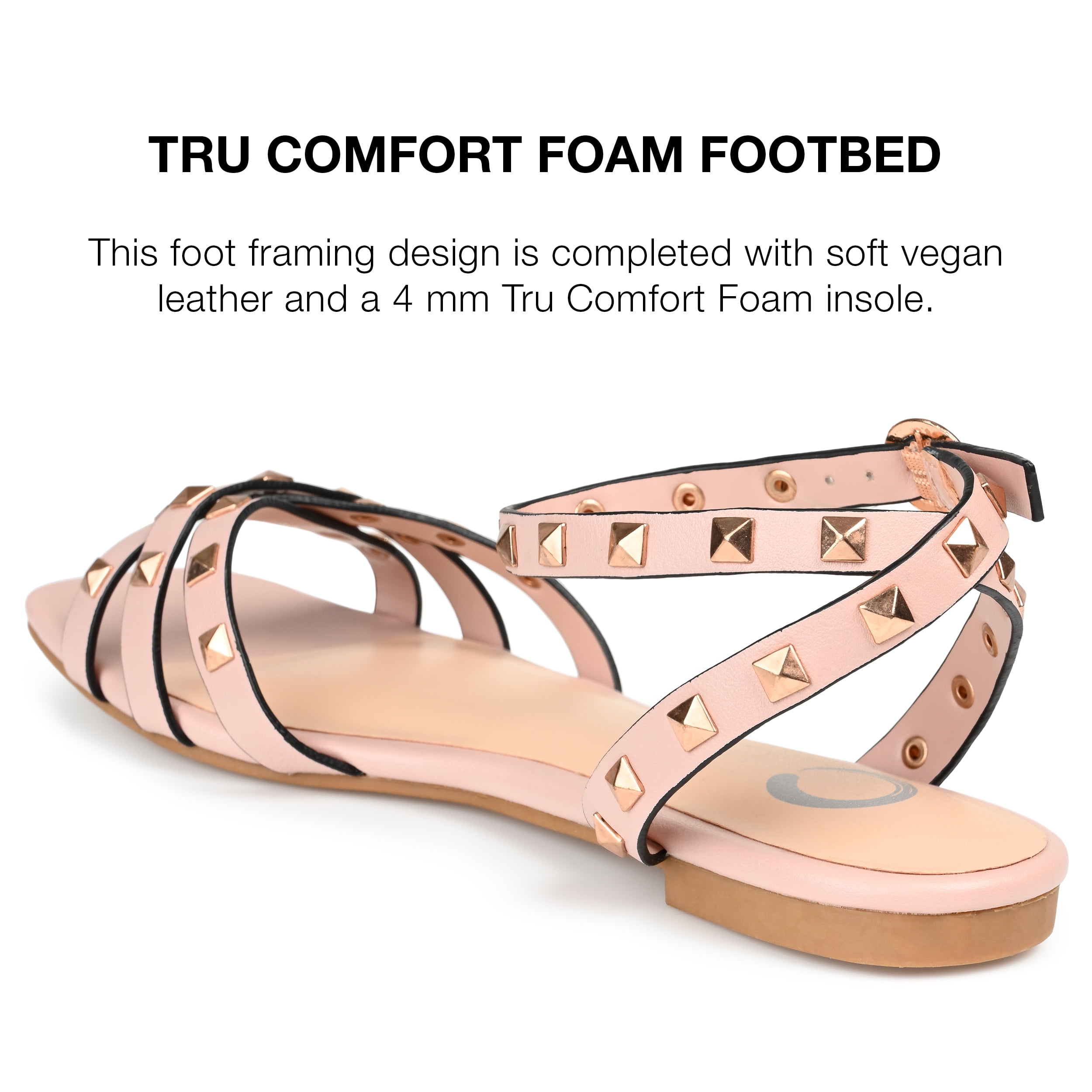 Journee Collection Womens Zendaya Faux Leather Studded Slingback Sandals