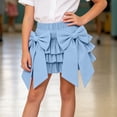 thumbnail image 3 of FRSASU Girls Summer Bow Tie Mini Skirt Cute Pleated High Shirred Waist Layered Ruffle Hem Short Cake Skirts Blue, 3 of 9