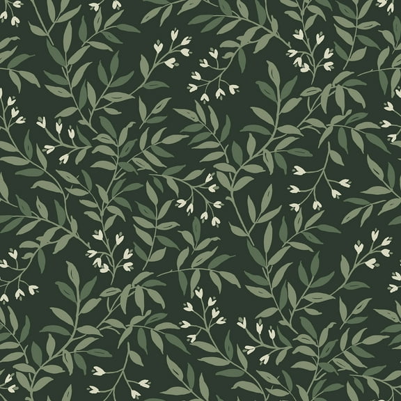 Chesapeake Senna Evergreen Budding Vines Wallpaper