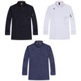 thumbnail image 4 of Kearding Uniforme de Chef, delantal de cocina cálido de manga larga de poliéster con bolsillos delanteros, trajes para hombres, suministros Negro 4XL, 4 of 6
