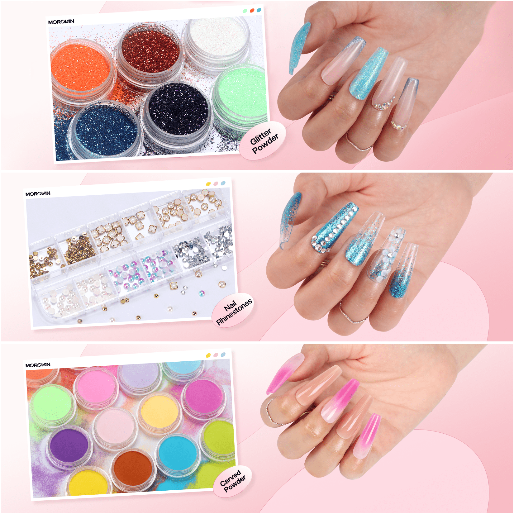 Morovan Acrylic Nail Kit with Drill - Glitter Acrylic Powder Monomer Liquid Set for Beginners,Gifts Set for Women