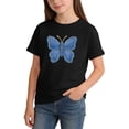 thumbnail image 3 of Girls Kids Butterfly Graphic Tee Black Short Sleeve Crew Neck Soft Cotton T-Shirt 2T,Size 12 T, 3 of 6