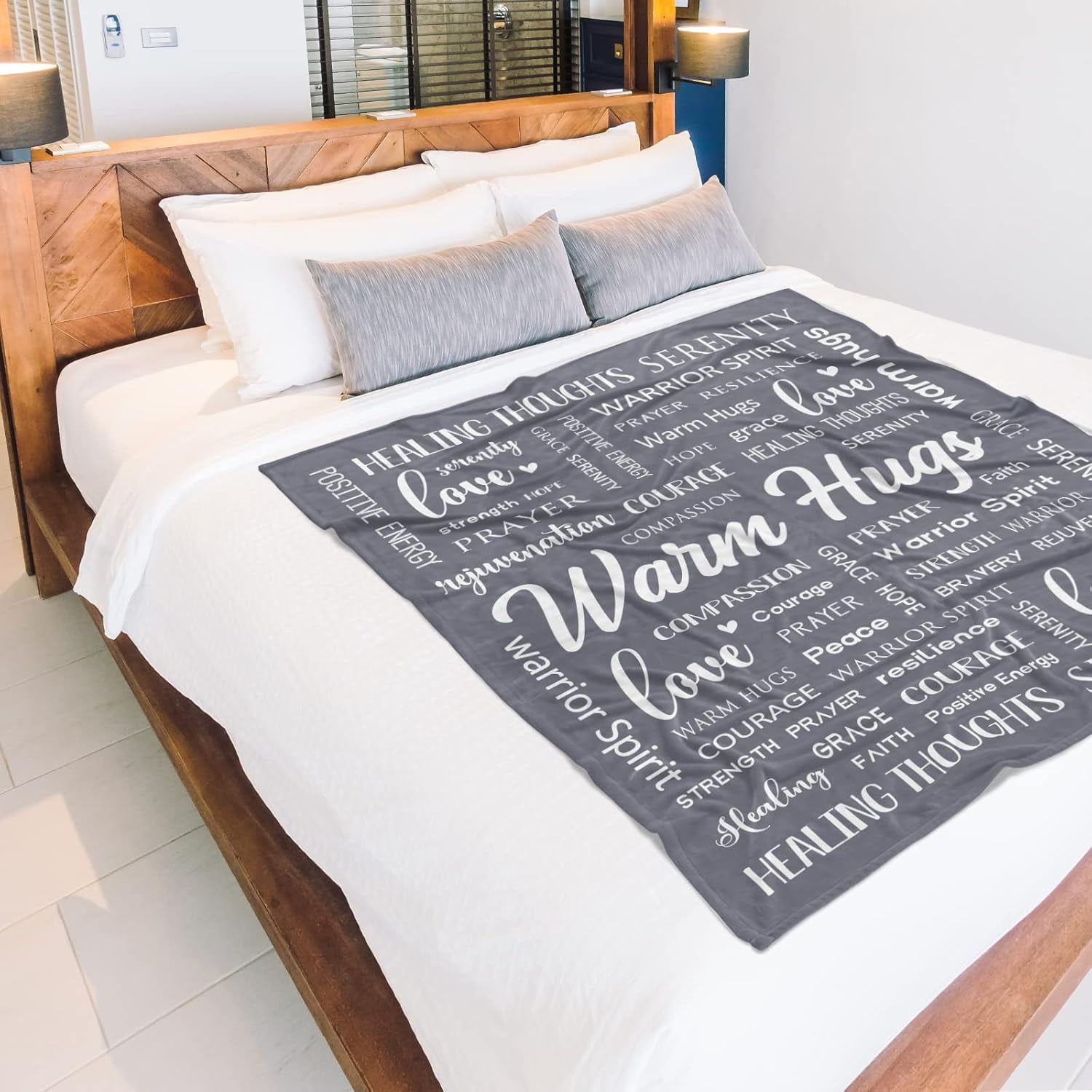 Warm Hugs Healing Blanket - Breast Cancer Gifts for Women, Get Well Soon, Feel Better Gifts for Women Patient, Think of You, Sympathy Gift for Friend Sister, Soft Comfort Throw Blankets 50" x 60"
