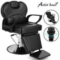 Artist Hand Black Recliner Barber Chair Hydraulic Salon Hair Styling