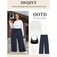 thumbnail image 7 of SWQZVT Plus Size Womens Pants Cargo Pants for Women Lightweight Drawstring Pants with Pockets Solid Color Soft Wide Leg Pants XL, 7 of 7