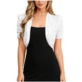 thumbnail image 3 of VBVC Women's Crochet Lace Puff Sleeve Bolero Shrug , Ladies' Open Front Cropped Cardigan , Lightweight Summer Dress Cover Up Tops For Women,White,S-2XL, 3 of 5