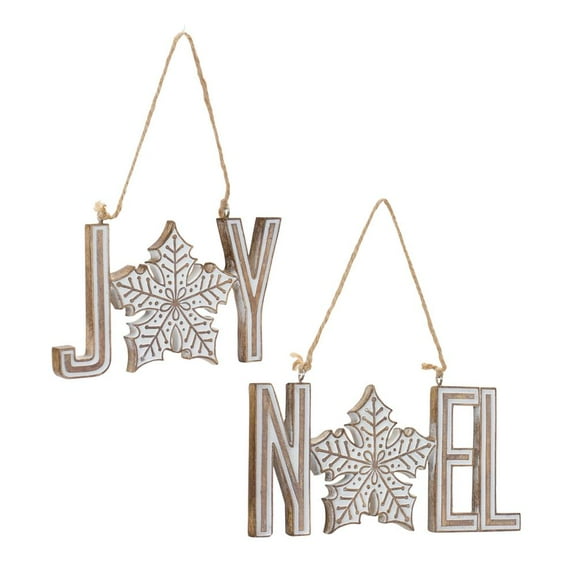 Melrose "Joy" and "Noel" Snowflake Christmas Ornaments - 6" - 12ct